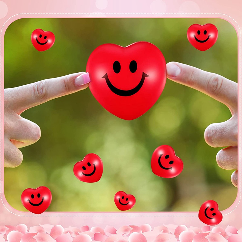 Set 12 Bóng Xốp Hình Trái Tim 2.75Inch Giúp Giảm Căng Thẳng