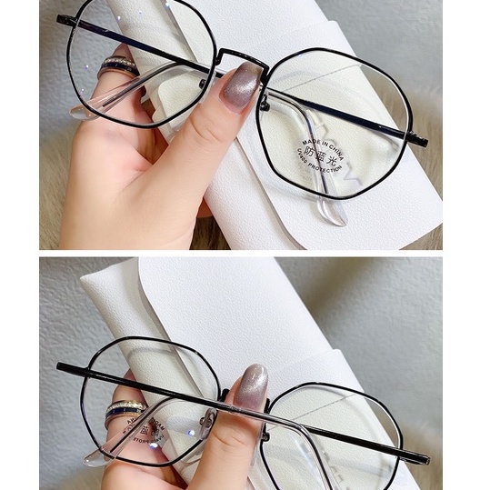 Mắt Kính Gọng Tròn Bằng Kim Loại Chống Tia Bức Xạ Thời Trang Cho Nữ