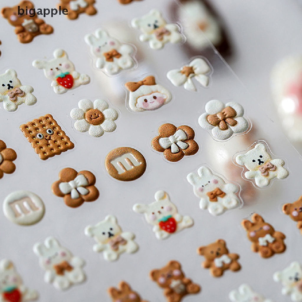 Hình Dán Móng Tay 5D Họa Tiết Gấu / Thỏ / Nơ / Bé Gái Đáng Yêu