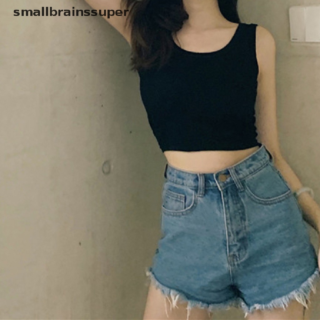 Áo Croptop Cổ Tròn Co Giãn Phong Cách Đường Phố Đơn Giản Thời Trang Mùa Hè Cho Nữ SBS