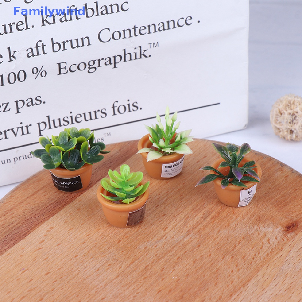 Set 4 Chậu Cây Mini Tỉ Lệ 1: 12 Dùng Để Trang Trí Nhà Búp Bê