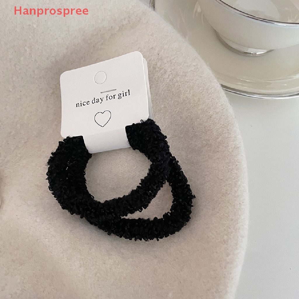 Set 2 Dây Buộc Tóc Cao Su Co Giãn Bọc Vải Lông Nhiều Màu Sắc Thời Trang Cho Nữ