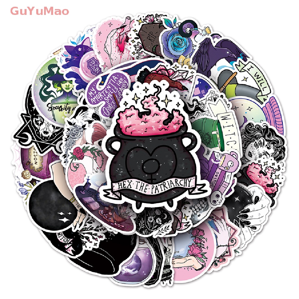 [cxGUYU] Set 50 Miếng Dán Hình Phù Thủy Graffiti Dễ Thương Trang Trí Laptop Hành Lý Ván Trượt PRTA DIY