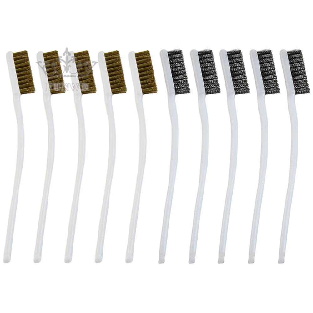 【FUNWD】White Plastic Handle Brass Wire-Stainless Steel Wire-Brushes Metal Rust Cleaning