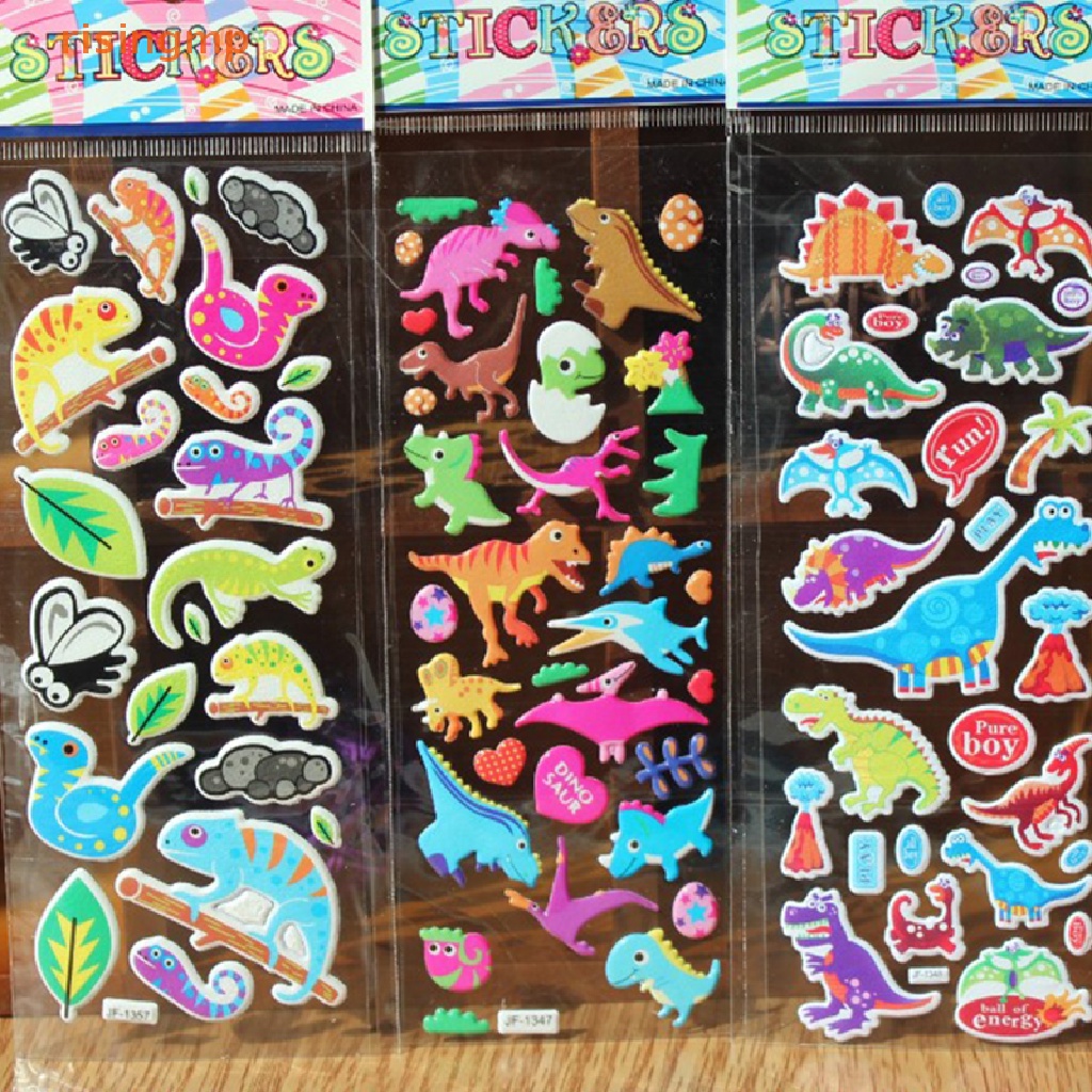 Set 10 Tấm Sticker Hoạt Hình 3D Dán Trang Trí Sổ Tay Cho Bé Trai