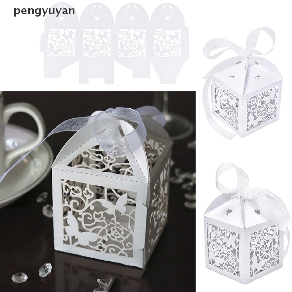 [pengyuyan] 10 / 50 / 100 Hộp Quà Giấy Hình Bướm Có Ruy Băng