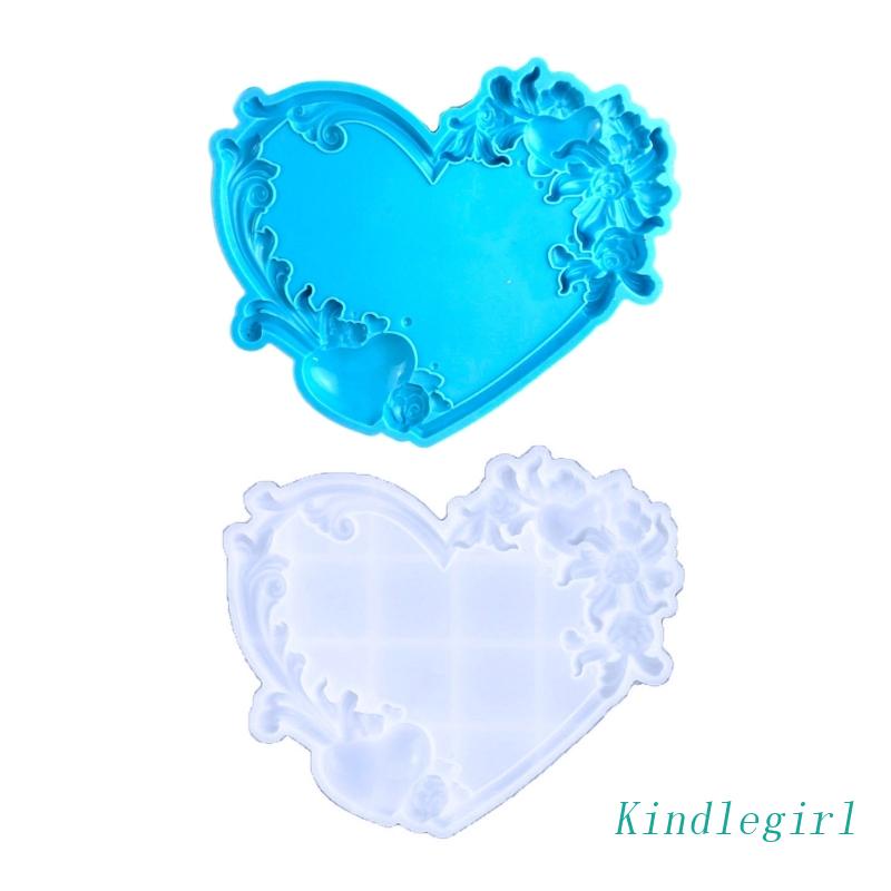 Khuôn Làm Khung Ảnh Bằng Resin Hình Hoa / Trái Tim Độc Đáo DIY