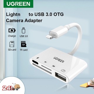 Đầu đọc thẻ nhớ otg 8pin sang sd tf ugreen 4 trong 1 cho iphone