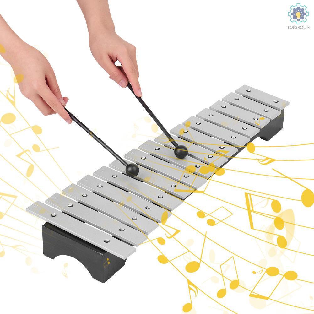 Nhạc Cụ Glockenspiel 15-Note Xylophone Đế Gỗ Bằng Nhôm Kèm Túi Đựng