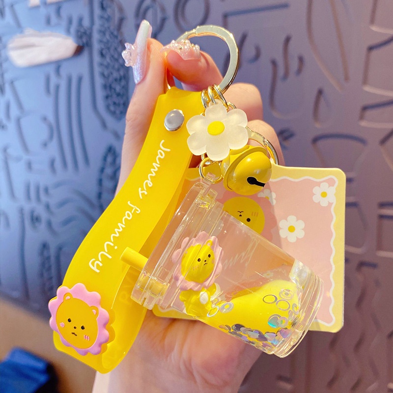 Móc Khóa Hình Ly Trà Sữa Đính Kim Tuyến Lấp Lánh Dễ Thương