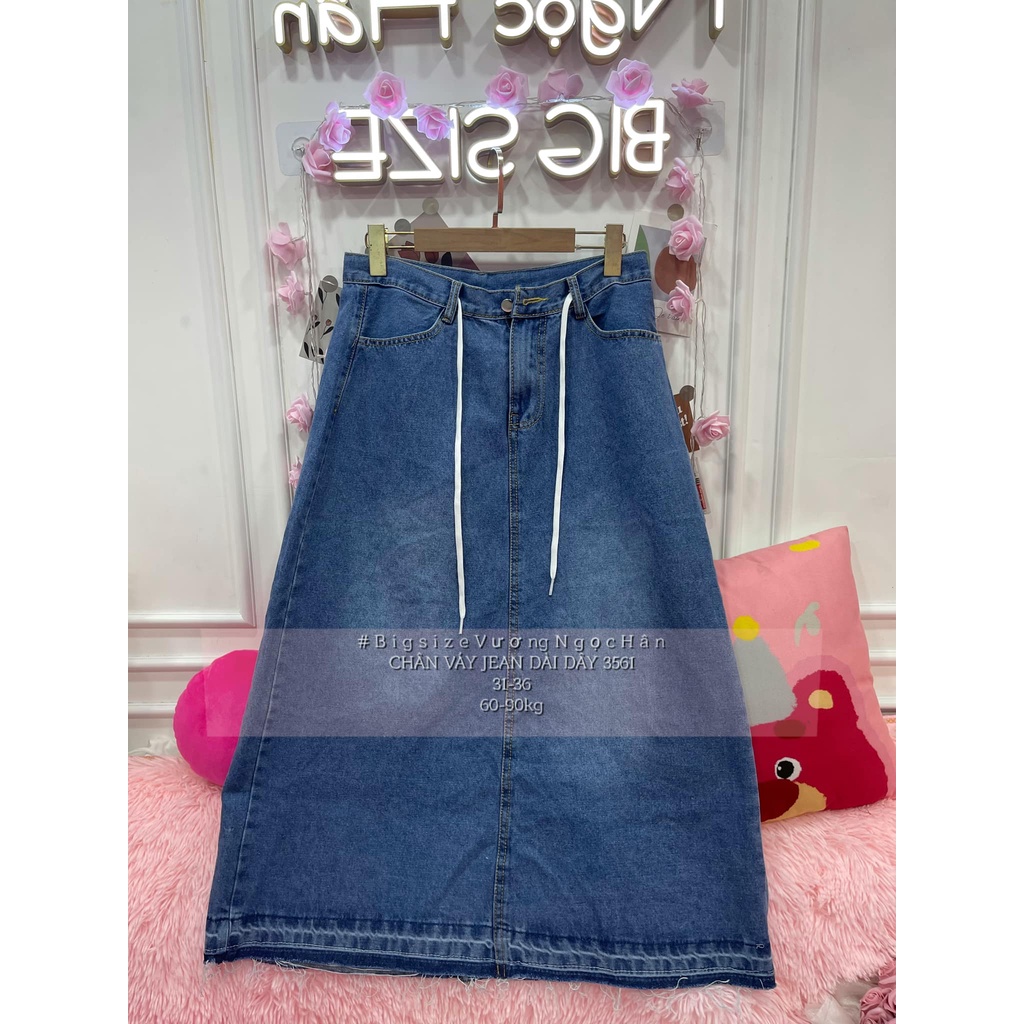 60-90KG CHÂN VÁY JEAN DÀI DÂY 3561 BIGSIZE VƯƠNG NGỌC HÂN