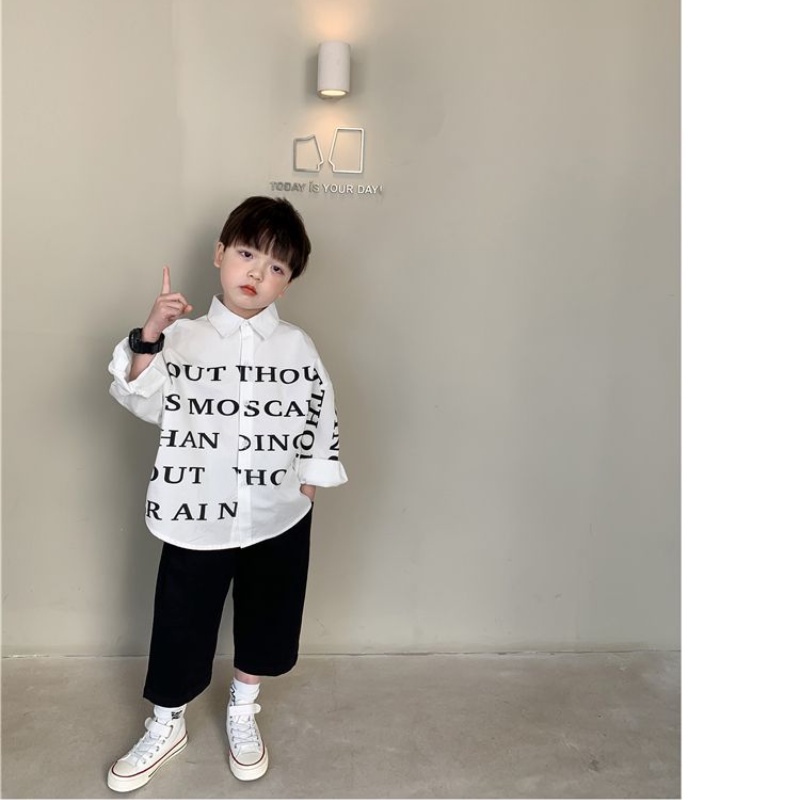 Áo Sơ Mi Dài Tay Phong Cách Hàn Quốc Cho Bé Trai