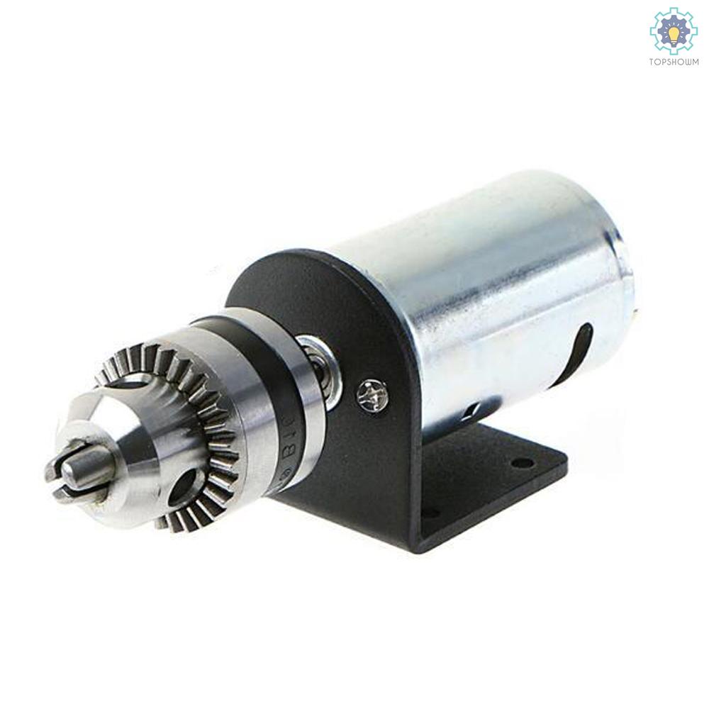 Bộ Động Cơ Máy Tiện Mini DC 12V-36V 555 555 Với Trục Khoan Tay Và Giá Đỡ Tự Làm