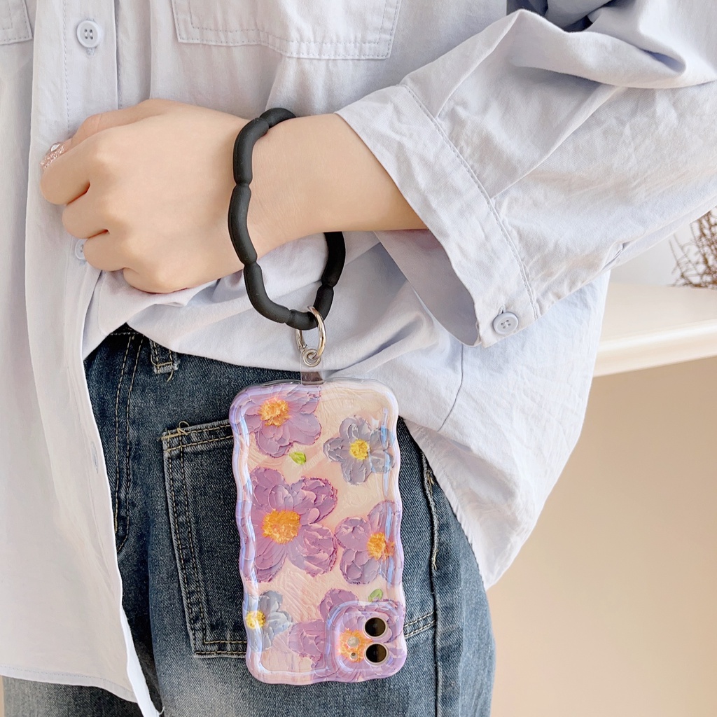 Ốp Điện Thoại Silicon Mềm Họa Tiết Hình Thoi Gắn Dây Đeo Cổ Tay Chống Thất Lạc