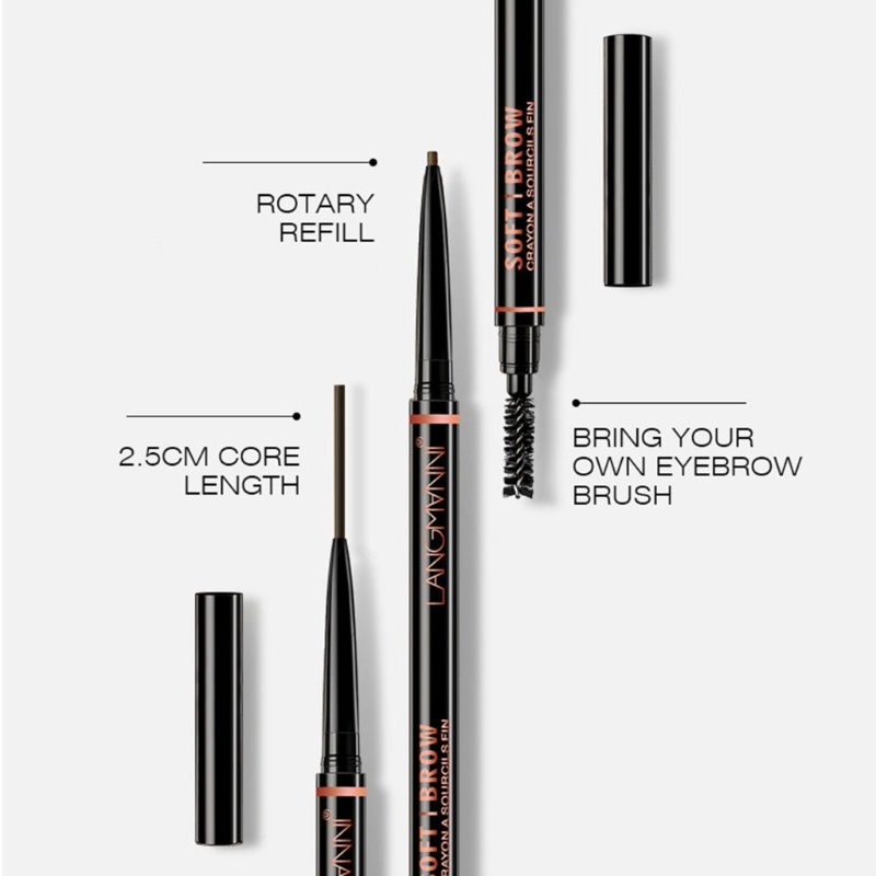 Chì Kẻ Mày Dạng Vặn Kháng Nước Và Lâu Trôi Langmanni Với Đầu Cọ Chải Tiện Dụng