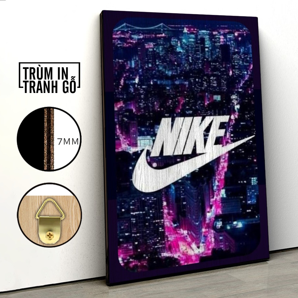 Tranh in gỗ trang trí nội thất Nike City Nice decor phòng ngủ phòng khách văn phòng