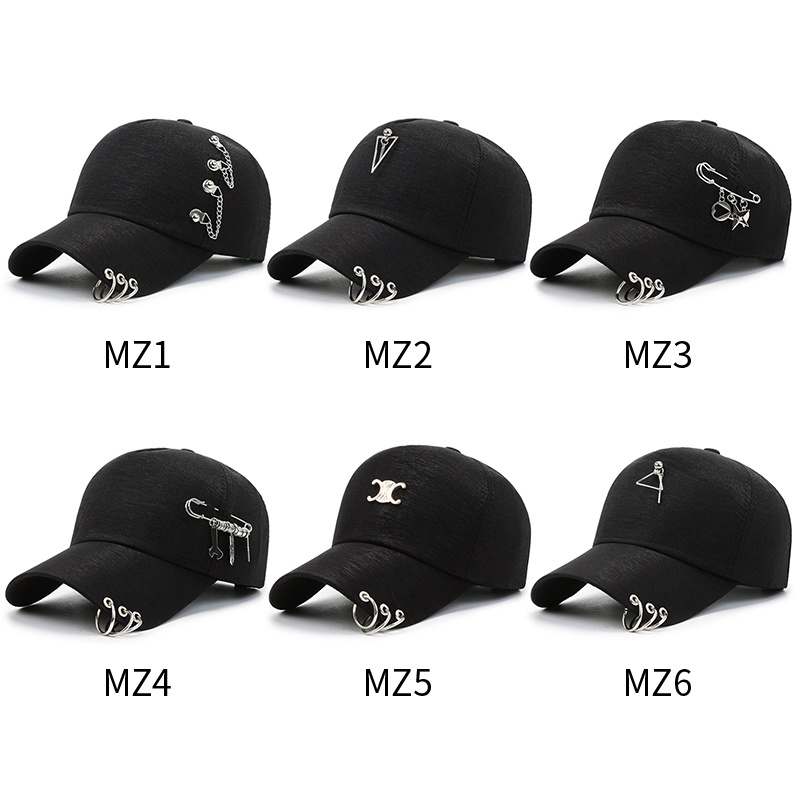 Mũ Lưỡi Trai Màu Đen Phối Dây Xích Phong Cách Hip Hop Thời Trang Mùa Hè Cho Nam Và Nữ