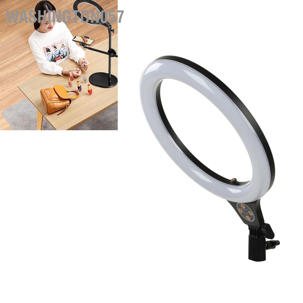 Washington057 Ring Light 26cm DIA High Brightness Timing LED Selfie Lamp Có thể điều chỉnh cho Camera gia đình