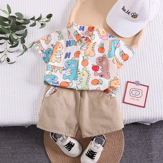 Set đồ mùa hè 2 món OOPSMILE gồm áo thun + quần ngắn thời trang cho bé trai