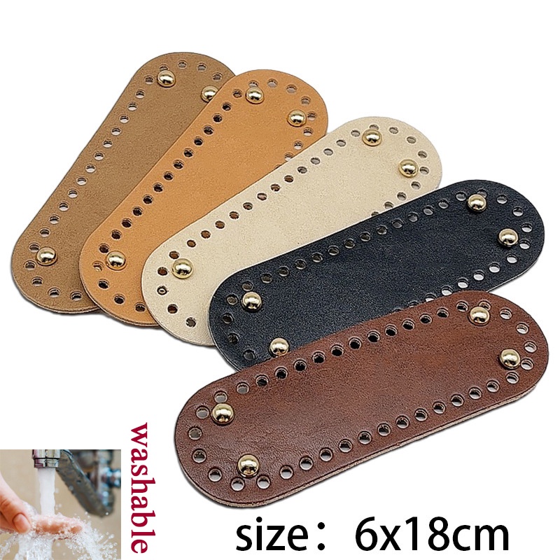 Túi Xách Da PU Màu Trơn Hình Bầu Dục Chống Mài Mòn DIY
