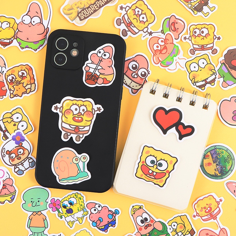 50 Miếng Dán Hoạt Hình SpongeBob Trang Trí Điện Thoại