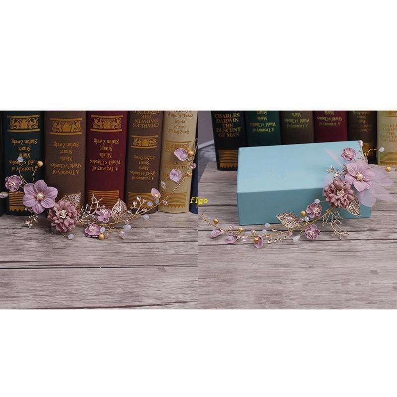 Flgo Băng Đô Hoa Đính Ngọc Trai Và Kim Cương Giả Màu Hồng Tinh Tế Cho Phù Dâu / Phù Dâu Wives Gir