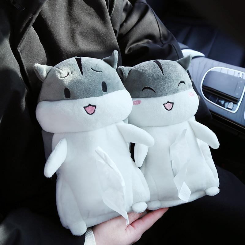 Hộp đựng khăn giấy trên xe hơi ô tô hình chuột hamster - hình chuột hamster dễ thương- đựng khăn giấy dễ thương