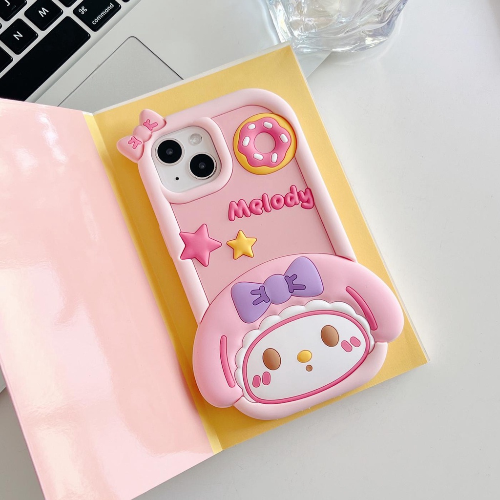 Ốp Điện Thoại Silicon tpu Mềm Hình Sanrio Thỏ Bánh Donut Hoạt Hình 3D Cho iPhone 14 13 12 11 Pro MAX