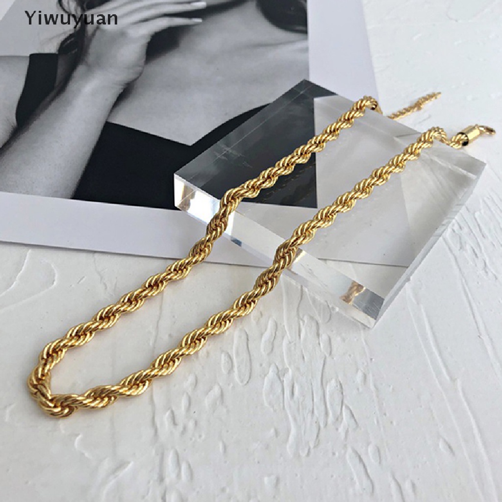 < Yiwuyuan > Vòng Cổ Choker Dây Thừng Bằng Thép Không Gỉ 316L Không Phai Màu Sắc Trang Sức Vàng 3 / 4MM Cho Nam Và Nữ