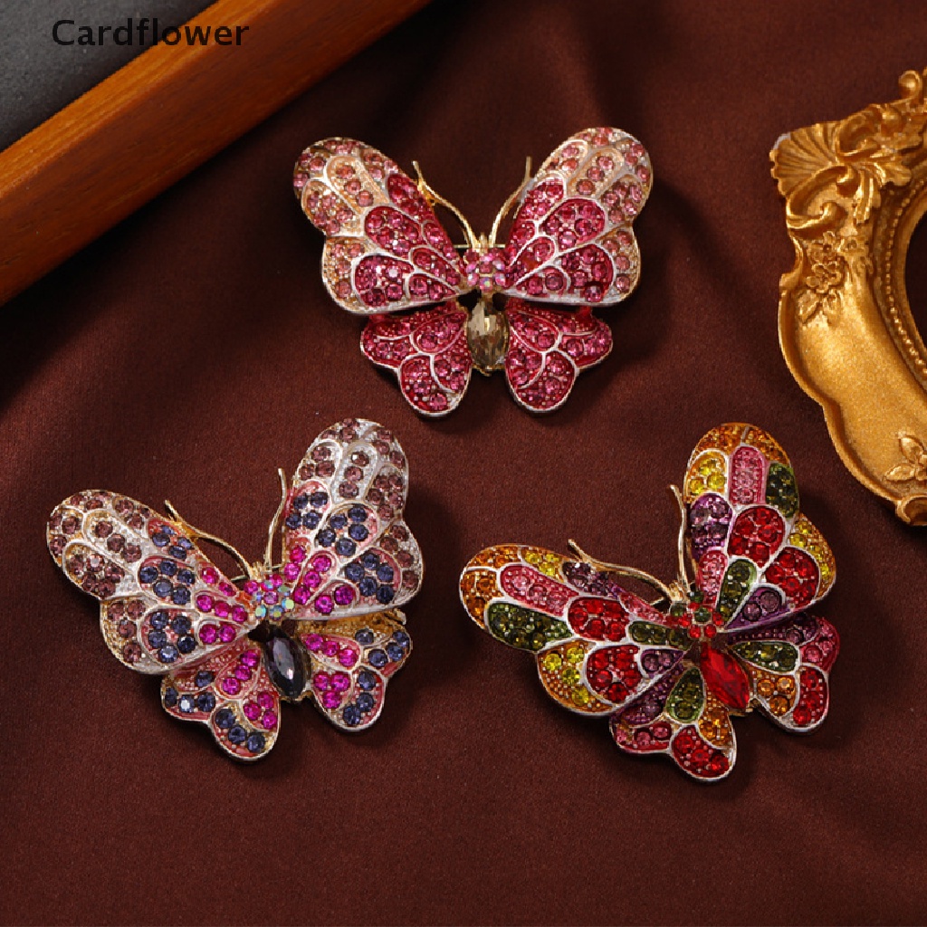 < Cardflower > Ghim Cài Áo Hình Bướm Đính Đá Nhiều Màu Sắc Lấp Lánh Thời Trang Cho Văn Phòng Tiệc Tùng