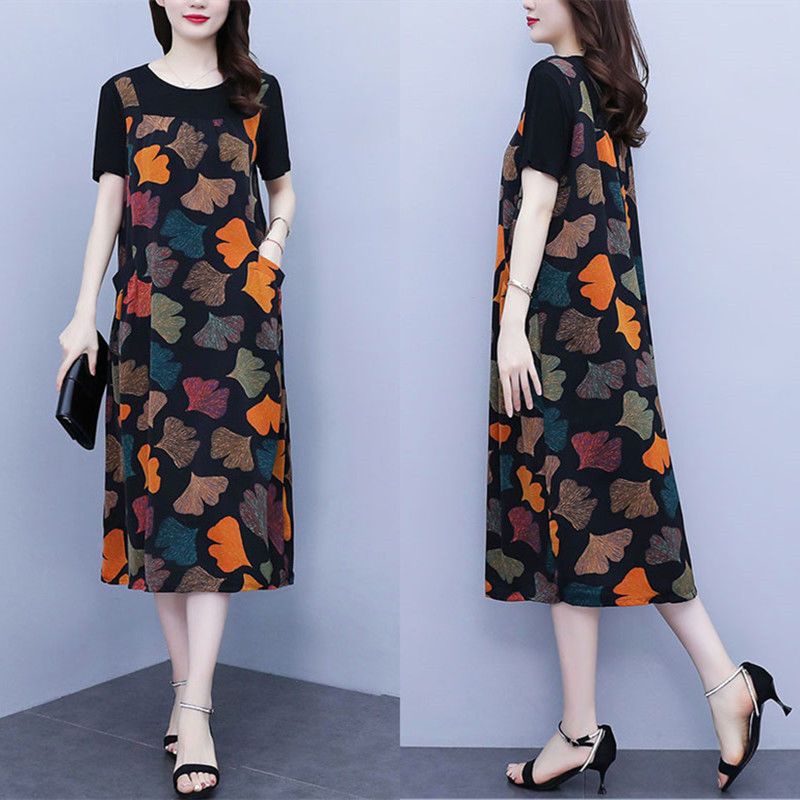 Đầm Giả Hai Mảnh Dáng Rộng Che Bụng In Họa Tiết Phong Cách Phương Tây Thời Trang Mùa Hè Dành Cho Nữ