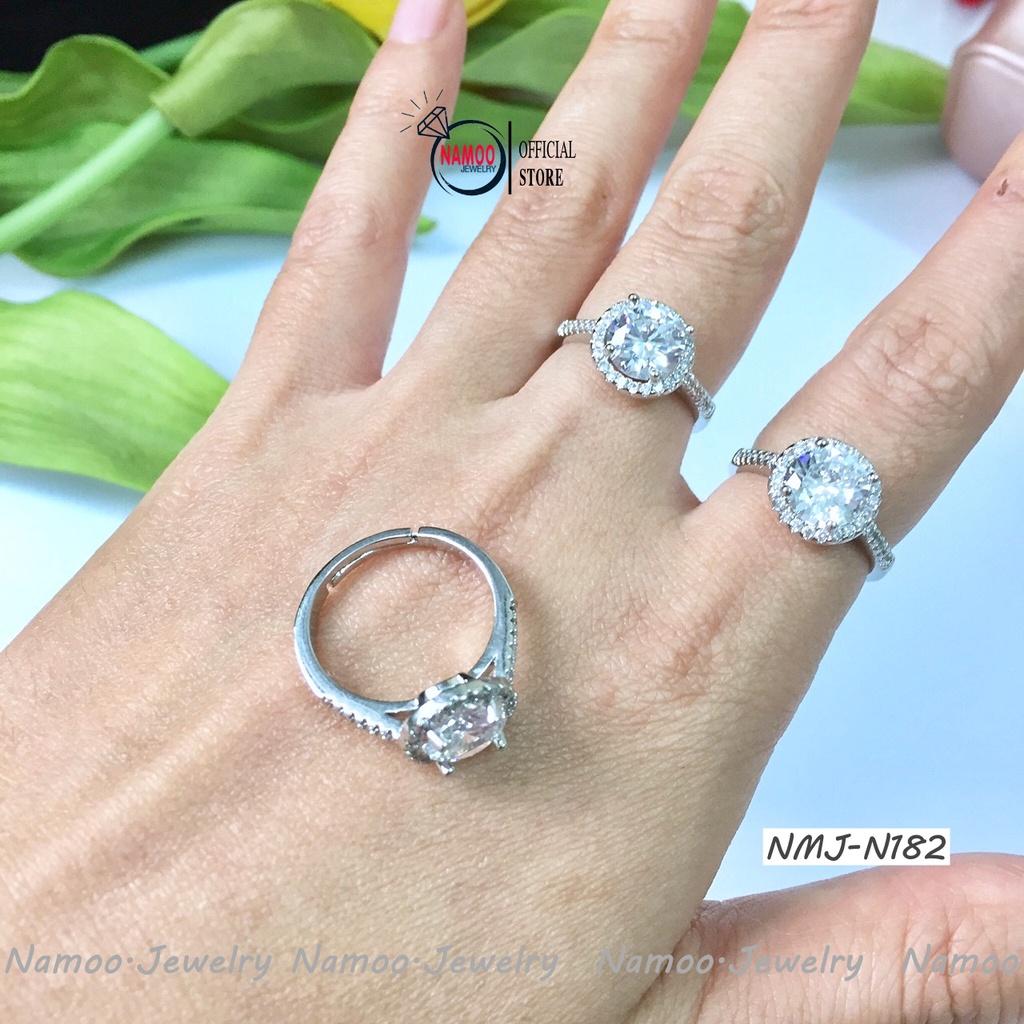 Nhẫn Đá Tròn NMJ N182 Tự Chỉnh Độ Rộng CHo Nàng