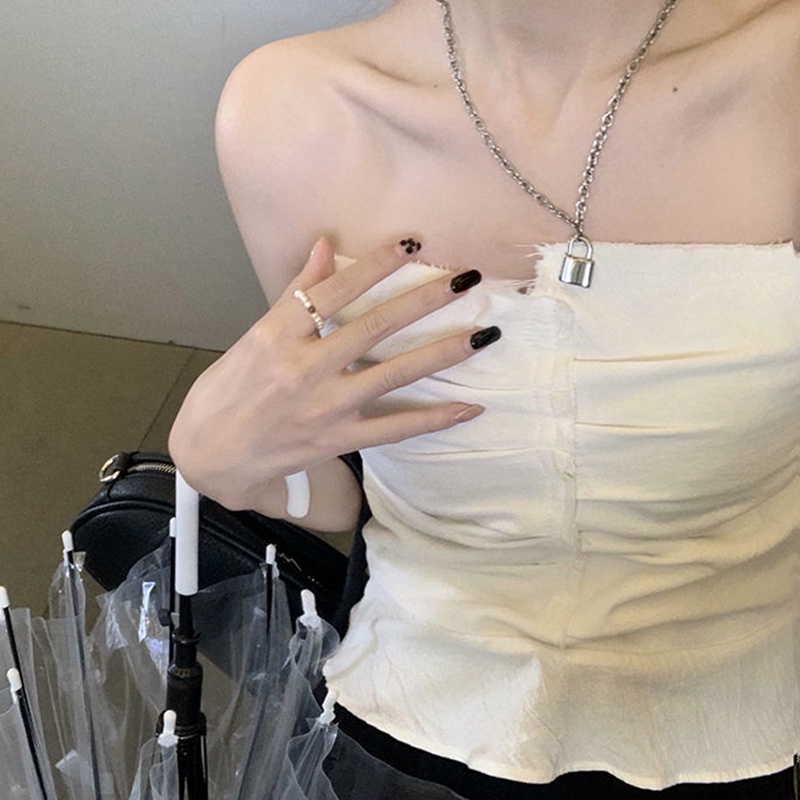 IELGY Áo Lửng Không Tay Thiết Kế Không Đều Thời Trang Cho Nữ