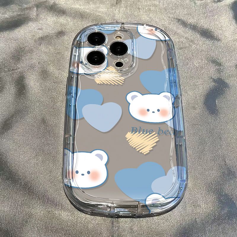 ✅Ốp Điện Thoại Mềm Chống Sốc Hình Gấu Màu Xanh Dương Cho Iphone xs 13 8p 14711 promax12xr Love / 7CCZ