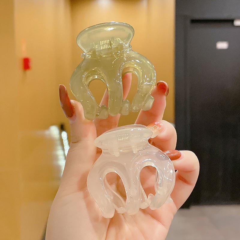 Kẹp Tóc Cỡ Lớn Bằng Acrylic Màu Xanh Lá Thời Trang Mùa Hè Cho Nữ