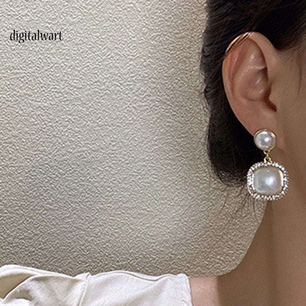 Kỹ Thuật Số| 1 Cặp Bông Tai Hình Đám Mây / Trái Tim Đính Ngọc Trai Giả Thời Trang