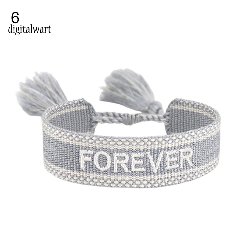 Kỹ Thuật Số| Vòng Đeo Tay Dạng Quấn Thêu Chữ n Phối Dây Tua Rua Tinh Tế Thời Trang Cho Bạn Bè