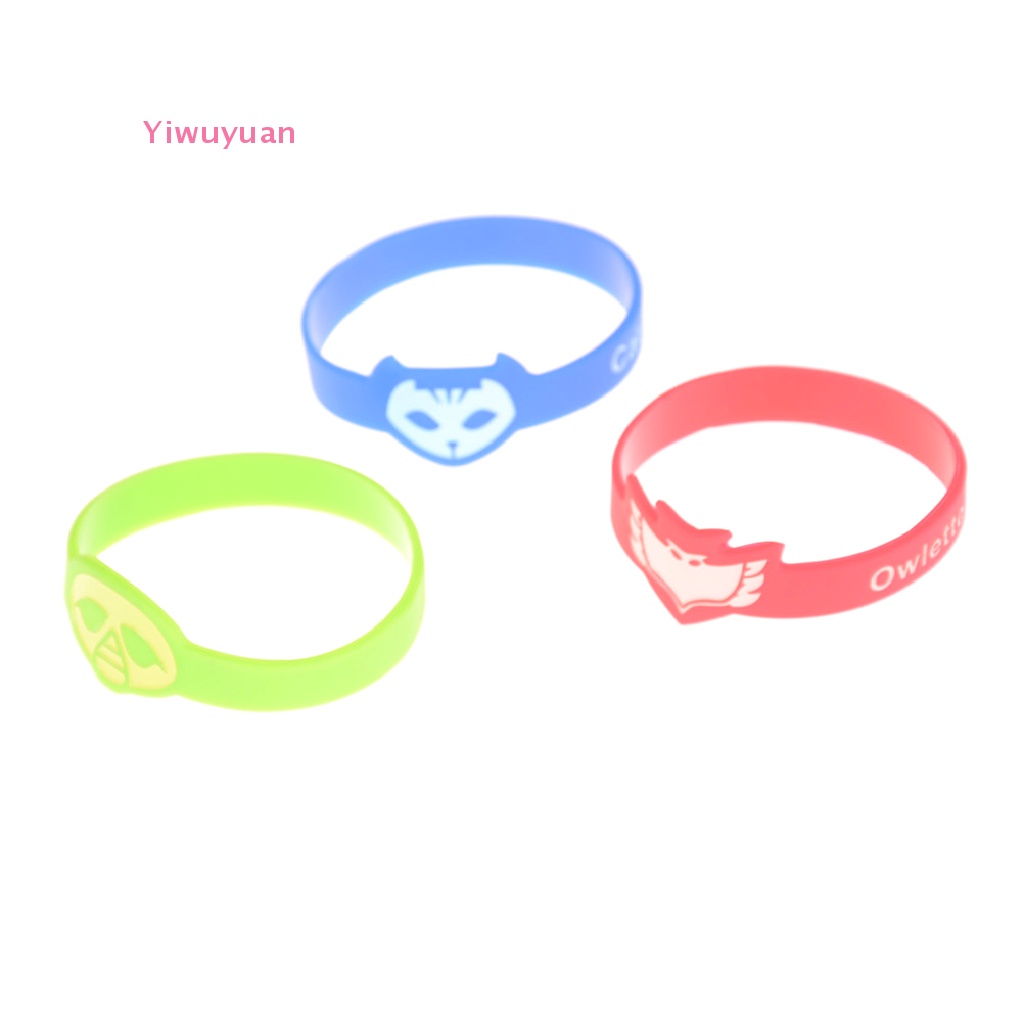 < Yiwuyuan > Vòng Đeo Tay Silicon Hình Tắc Kè Hoa / Cú Mèo PJ Masks Cho Bé Trai