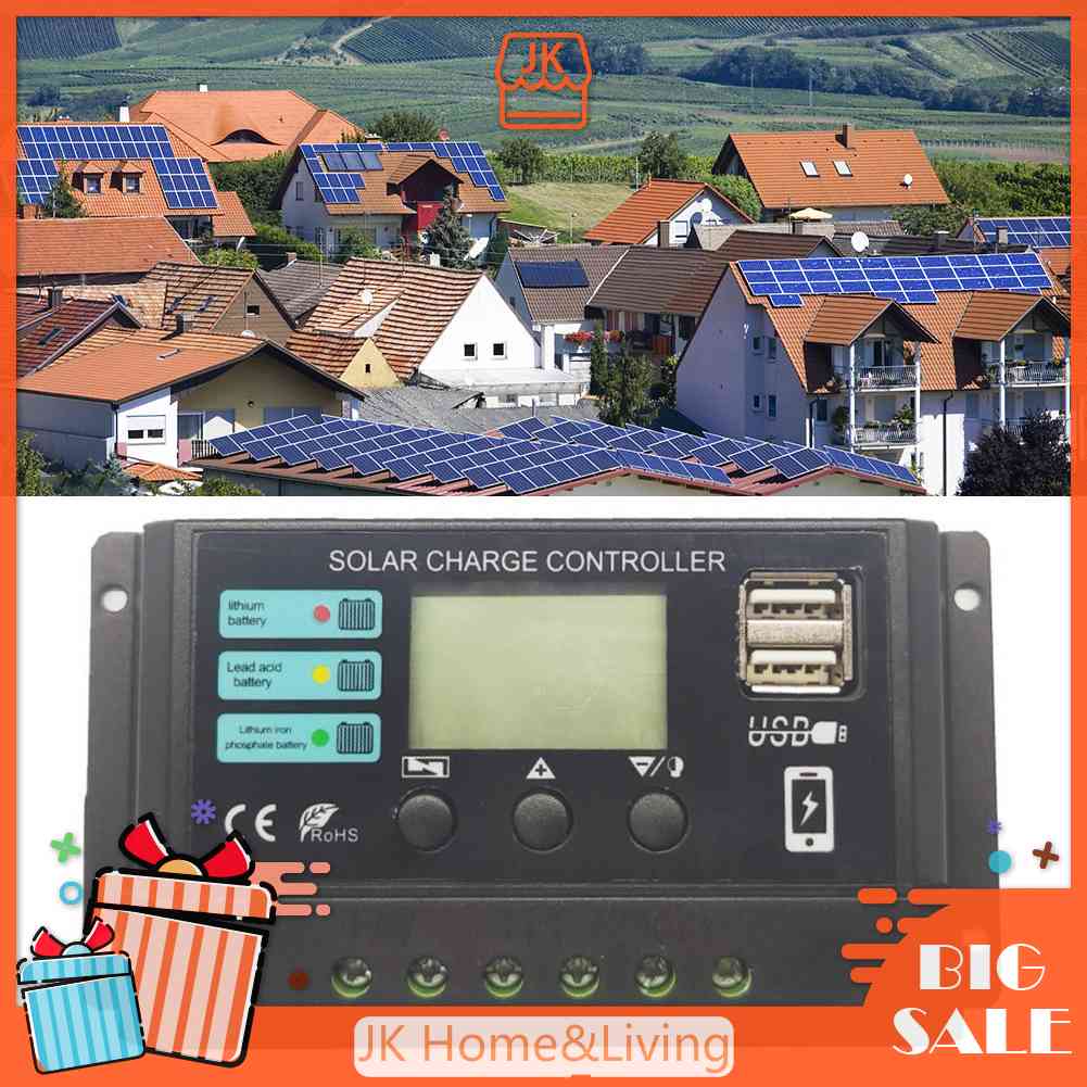 Bộ Điều Khiển Sạc Năng Lượng Mặt Trời 12 / 24V PWM Cho Pin Lithium
