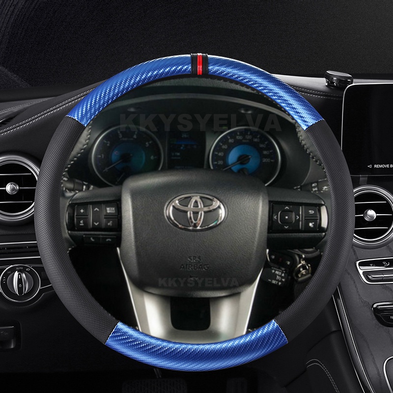 Bao Da Bọc Vô Lăng Xe Hơi Họa Tiết Sợi Carbon Cho Toyota Fortuner 2016-2019 2021 2023 Hilux 2015-2019 2020 2022