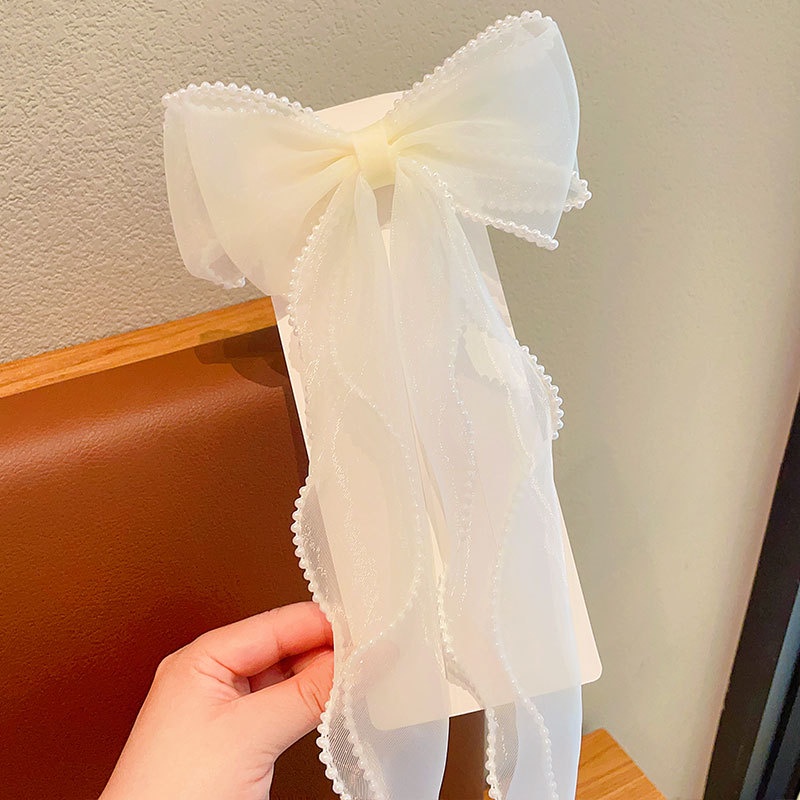 Kẹp Tóc Đính Nơ Ruy Băng Dài Xinh Xắn Cho Bé Gái