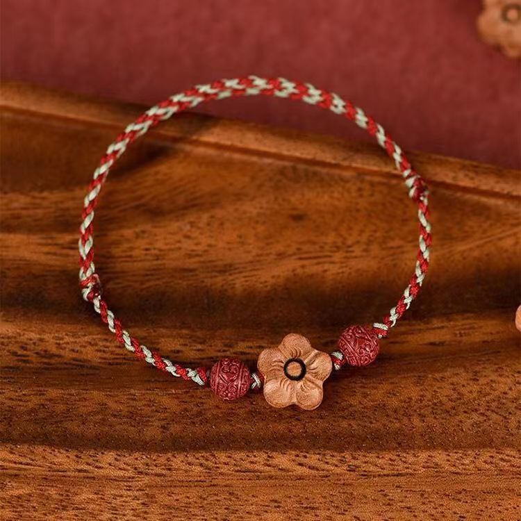 Chuỗi Lắc Chân Bằng Gỗ Đào Dệt Tay Cổ Điển Chống Sốc Cho Nam Và Nữ Sinh