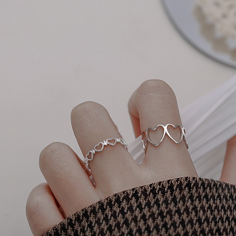 Nhẫn Hở Hình Trái Tim Đính Đá Ngọt Ngào Cho Nữ