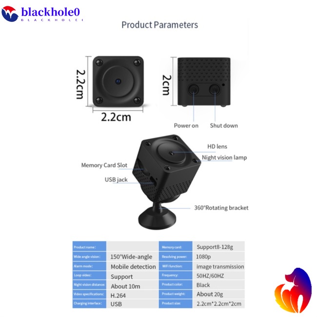 1 Bộ Máy Quay Hồng Ngoại Mini F9 1080p Hd Wifi Có Tầm Nhìn Ban Đêm Dùng Để Ghi Hình / Ghi Âm