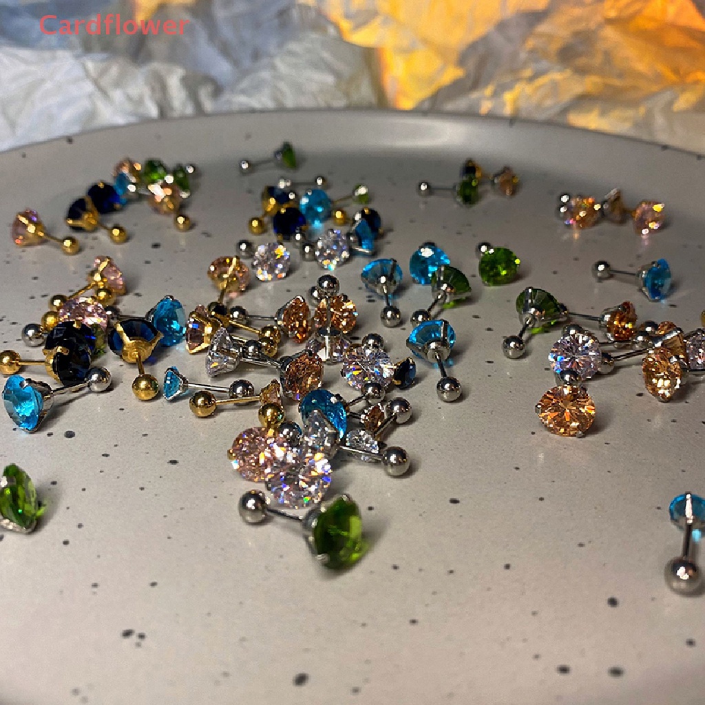 1 Khuyên Tai Đính Đá Zircon 5 / 8mm Thời Trang Mới