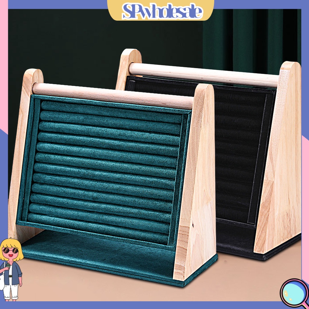 <SPwholesale> Giá Đựng Trang Sức Sức Sức Chứa Lớn Bằng Da Lộn Giả Chống Ăn Mòn Đa Chức Năng Không Phai Màu Đế Mềm Bằng Gỗ