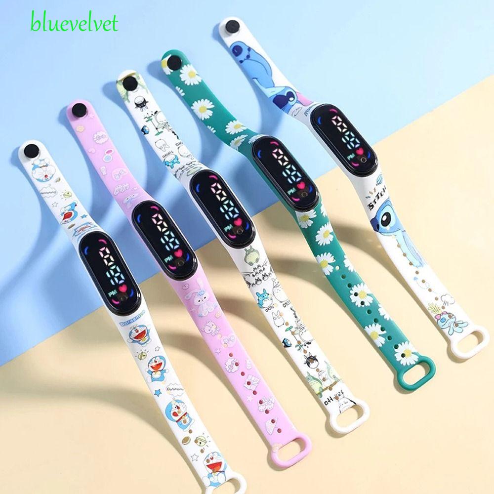 Đồng Hồ Đeo Tay Điện Tử Chống Nước Họa Tiết Hoạt Hình Pikachu / Hoa Cúc / Thỏ Có Đèn LED Cho Bé Gái