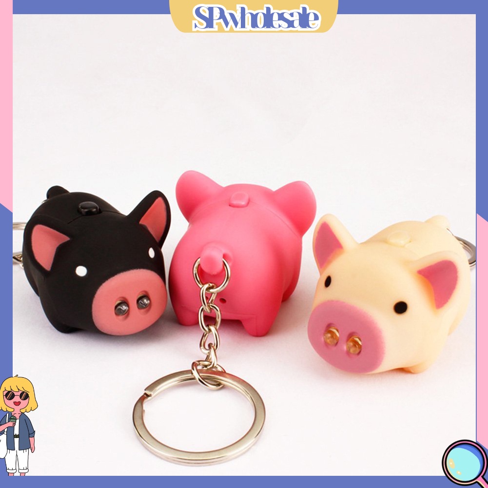 <SPwholesale> Móc Khóa Heo Con Có Đèn LED Dễ Thương