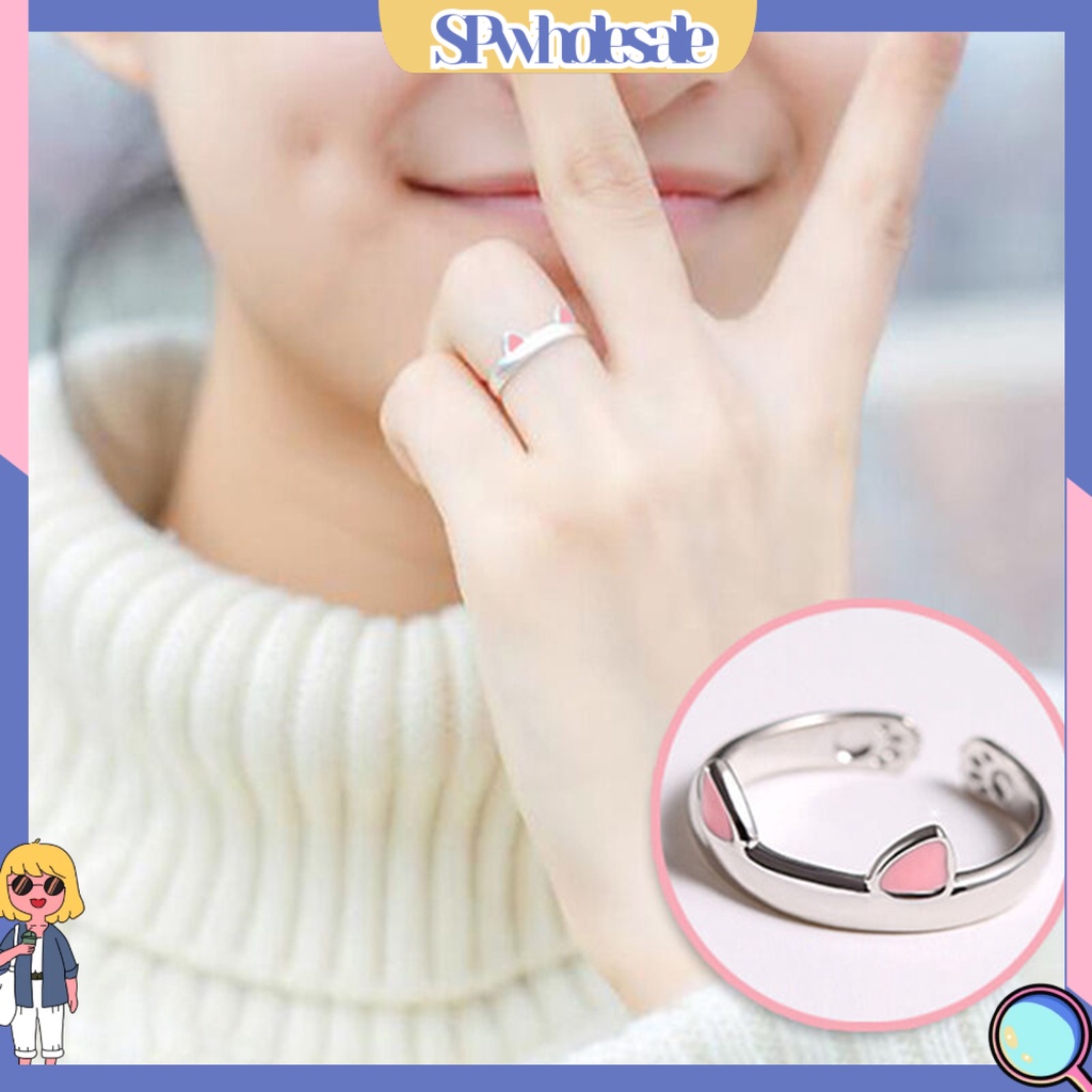 <SPwholesale> Nhẫn Hở Mạ Trang Sức Hình Tai Mèo Có Thể Điều Chỉnh Trang Sức Hàng Ngày Cho Cặp Đôi
