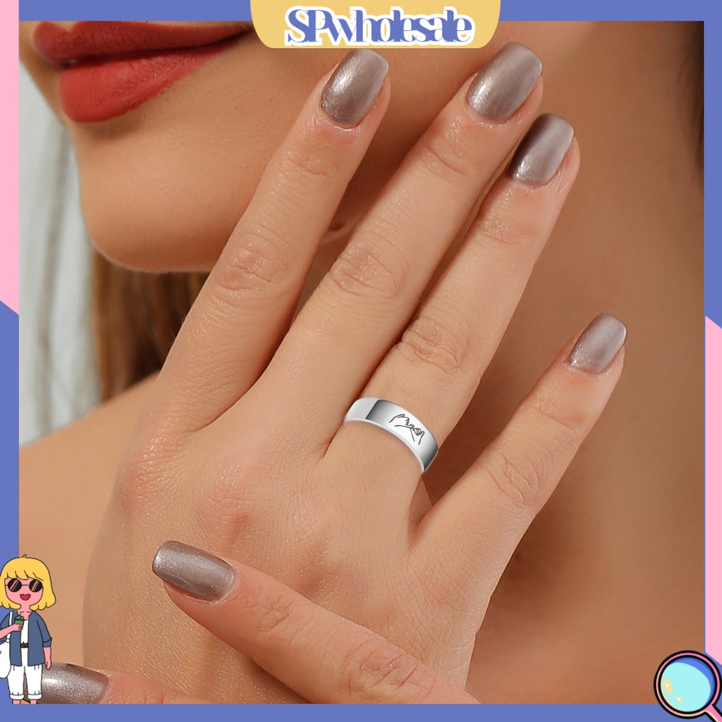 <SPwholesale> Nhẫn Cặp Đôi I Love You Bằng Thép Không Gỉ Đánh Bóng Trang Sức Giản Dị Phù Hợp Làm Quà Tặng Valentines Day